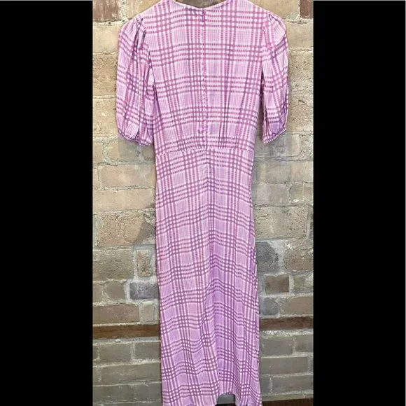 FAITHFUL The Brand Victoria Checked Midi Dress Sz 2 - Picture 6 of 8